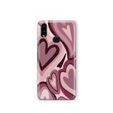 Multitronic Samsung Galaxy A10s ile Uyumlu Bordo Kalp Desenli Şeffaf Telefon Kılıfı