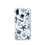 Multitronic Samsung Galaxy A10s ile Uyumlu Deniz Yıldızı ve Kabuklar Desenli Şeffaf Telefon Kılıfı