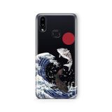 Multitronic Samsung Galaxy A10s ile Uyumlu Japon Balıkları Tasarım Baskılı Şeffaf Kılıf