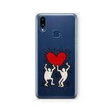 Multitronic Samsung Galaxy A10s ile Uyumlu Keith Haring Kalp Tasarım Baskılı Şeffaf Kılıf