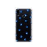 Multitronic Samsung Galaxy A10s ile Uyumlu Mavi Çiçek Desenli Şeffaf Telefon Kılıfı