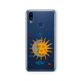 Multitronic Samsung Galaxy A10s ile Uyumlu Moon and Sun Tasarım Baskılı Şeffaf Kılıf