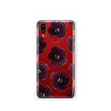 Multitronic Samsung Galaxy A10s ile Uyumlu Mor Çiçek Desenli Şeffaf Telefon Kılıfı