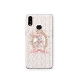 Multitronic Samsung Galaxy A10s ile Uyumlu Pembe Fiyonklu Kedi Desenli Şeffaf Telefon Kılıfı