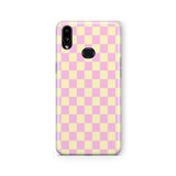 Multitronic Samsung Galaxy A10s ile Uyumlu Pembe Sarı Kare Desen Tasarım Baskılı Şeffaf Kılıf