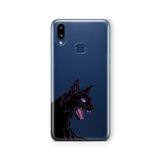 Multitronic Samsung Galaxy A10s ile Uyumlu Siyah Kedi Tasarım Baskılı Şeffaf Kılıf, laroa10s042