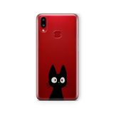 Multitronic Samsung Galaxy A10s ile Uyumlu Siyah Kedi Tasarım Baskılı Şeffaf Kılıf, laroa10s090