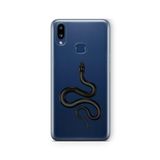 Multitronic Samsung Galaxy A10s ile Uyumlu Siyah Yılan Tasarım Baskılı Şeffaf Kılıf