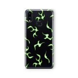 Multitronic Samsung Galaxy A10s ile Uyumlu Yeşil Alev Tasarım Baskılı Şeffaf Kılıf