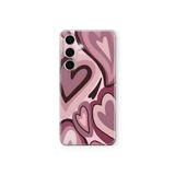 Multitronic Samsung Galaxy A25 ile Uyumlu Bordo Kalp Desenli Şeffaf Telefon Kılıfı