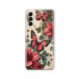 Multitronic Samsung Galaxy A25 ile Uyumlu Kırmızı Kelebekler Tasarım Baskılı Şeffaf Kılıf