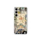 Multitronic Samsung Galaxy A34 ile Uyumlu Sanatsal Tarot Kolaj Desenli Şeffaf Telefon Kılıfı