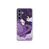 Multitronic Samsung Galaxy A35 Uyumlu Space Rabbit Purple Tasarım Baskılı Şeffaf Kılıf