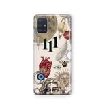 Multitronic Samsung Galaxy A71 ile Uyumlu Astro Sembolik Kolaj ve 111 Enerjisi Desenli Şeffaf Telefon Kılıfı