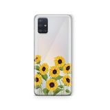 Multitronic Samsung Galaxy A71 ile Uyumlu Ayçiçekleri Desenli Şeffaf Telefon Kılıfı