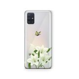 Multitronic Samsung Galaxy A71 ile Uyumlu, Beyaz Zambak Desenli, Şeffaf Telefon Kılıfı