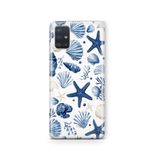 Multitronic Samsung Galaxy A71 ile Uyumlu Deniz Yıldızı ve Kabuklar Desenli Şeffaf Telefon Kılıfı