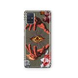 Multitronic Samsung Galaxy A71 ile Uyumlu El ve Göz Kolaj Desenli Şeffaf Telefon Kılıfı