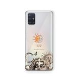 Multitronic Samsung Galaxy A71 ile Uyumlu, Güneş ve Ay 777 Desenli Şeffaf Telefon Kılıfı
