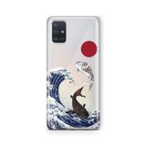 Multitronic Samsung Galaxy A71 ile Uyumlu Japon Balıkları Tasarım Baskılı Şeffaf Kılıf
