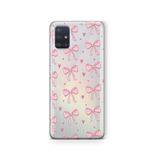 Multitronic Samsung Galaxy A71 ile Uyumlu Pembe Fiyonk Desenli Şeffaf Telefon Kılıfı