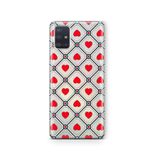 Multitronic Samsung Galaxy A71 ile Uyumlu Retro Kırmızı Kalp Desenli Şeffaf Telefon Kılıfı
