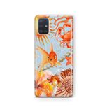 Multitronic Samsung Galaxy A71 ile Uyumlu Turuncu Balık Desenli Şeffaf Telefon Kılıfı