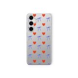 Multitronic Samsung Galaxy M34 5G ile Uyumlu Kalp ve Kurdele Desenli Şeffaf Telefon Kılıfı