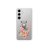 Multitronic Samsung Galaxy M34 5G ile Uyumlu Leopar ve Pembe Gül Desenli Şeffaf Telefon Kılıfı