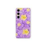 Multitronic Samsung Galaxy M34 5G ile Uyumlu Mor Sarı Çiçek Desenli Şeffaf Telefon Kılıfı