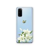 Multitronic Samsung Galaxy S20 FE ile Uyumlu Beyaz Zambak Desenli Şeffaf Telefon Kılıfı