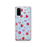 Multitronic Samsung Galaxy S20 FE ile Uyumlu Çilek ve Kalp Desenli Şeffaf Telefon Kılıfı