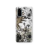 Multitronic Samsung Galaxy S20 FE ile Uyumlu Güneş ve Göz Kolaj Desenli Şeffaf Telefon Kılıfı