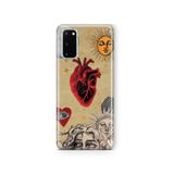 Multitronic Samsung Galaxy S20 FE ile Uyumlu Güneş ve Kalp Kolaj Desenli Şeffaf Telefon Kılıfı