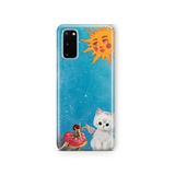 Multitronic Samsung Galaxy S20 FE ile Uyumlu, Güneşli Peri ve Melek Kedi Desenli, Şeffaf Telefon Kılıfı