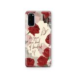 Multitronic Samsung Galaxy S20 FE ile Uyumlu Kırmızı Gül Desenli Şeffaf Telefon Kılıfı