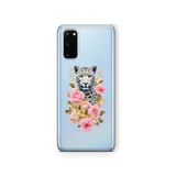 Multitronic Samsung Galaxy S20 FE ile Uyumlu Leopar ve Pembe Gül Desenli Şeffaf Telefon Kılıfı