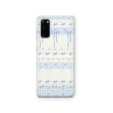 Multitronic Samsung Galaxy S20 FE ile Uyumlu Mavi Fiyonk ve Çiçek Desenli Şeffaf Telefon Kılıfı
