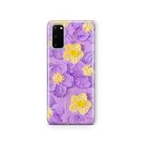Multitronic Samsung Galaxy S20 FE ile Uyumlu Mor Sarı Çiçek Desenli Şeffaf Telefon Kılıfı