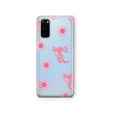 Multitronic Samsung Galaxy S20 FE ile Uyumlu Pembe Aksolotl Desenli Şeffaf Telefon Kılıfı