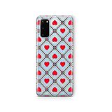 Multitronic Samsung Galaxy S20 FE ile Uyumlu Retro Kırmızı Kalp Desenli Şeffaf Telefon Kılıfı