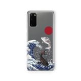 Multitronic Samsung Galaxy S20 ile Uyumlu Japon Balıkları Tasarım Baskılı Şeffaf Kılıf
