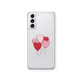 Multitronic Samsung Galaxy S21 FE ile Uyumlu Kalp Balon Tasarım Baskılı Şeffaf Kılıf