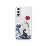 Multitronic Samsung Galaxy S21 ile Uyumlu Japon Balıkları Tasarım Baskılı Şeffaf Kılıf