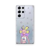 Multitronic Samsung Galaxy S21 Ultra ile Uyumlu 90s Girl Tasarım Baskılı Şeffaf Kılıf