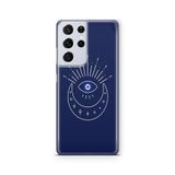 Multitronic Samsung Galaxy S21 Ultra ile Uyumlu Ay ve Göz Tasarım Baskılı Şeffaf Kılıf