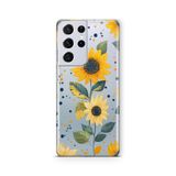 Multitronic Samsung Galaxy S21 Ultra ile Uyumlu Ayçiçeği Desenli Şeffaf Telefon Kılıfı