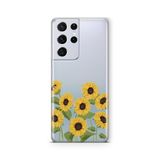 Multitronic Samsung Galaxy S21 Ultra ile Uyumlu Ayçiçekleri Desenli Şeffaf Telefon Kılıfı