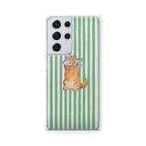 Multitronic Samsung Galaxy S21 Ultra ile Uyumlu Balık Gözlü Kedi Desenli Şeffaf Telefon Kılıfı