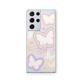 Multitronic Samsung Galaxy S21 Ultra ile Uyumlu Butterfly Love Tasarım Baskılı Şeffaf Kılıf